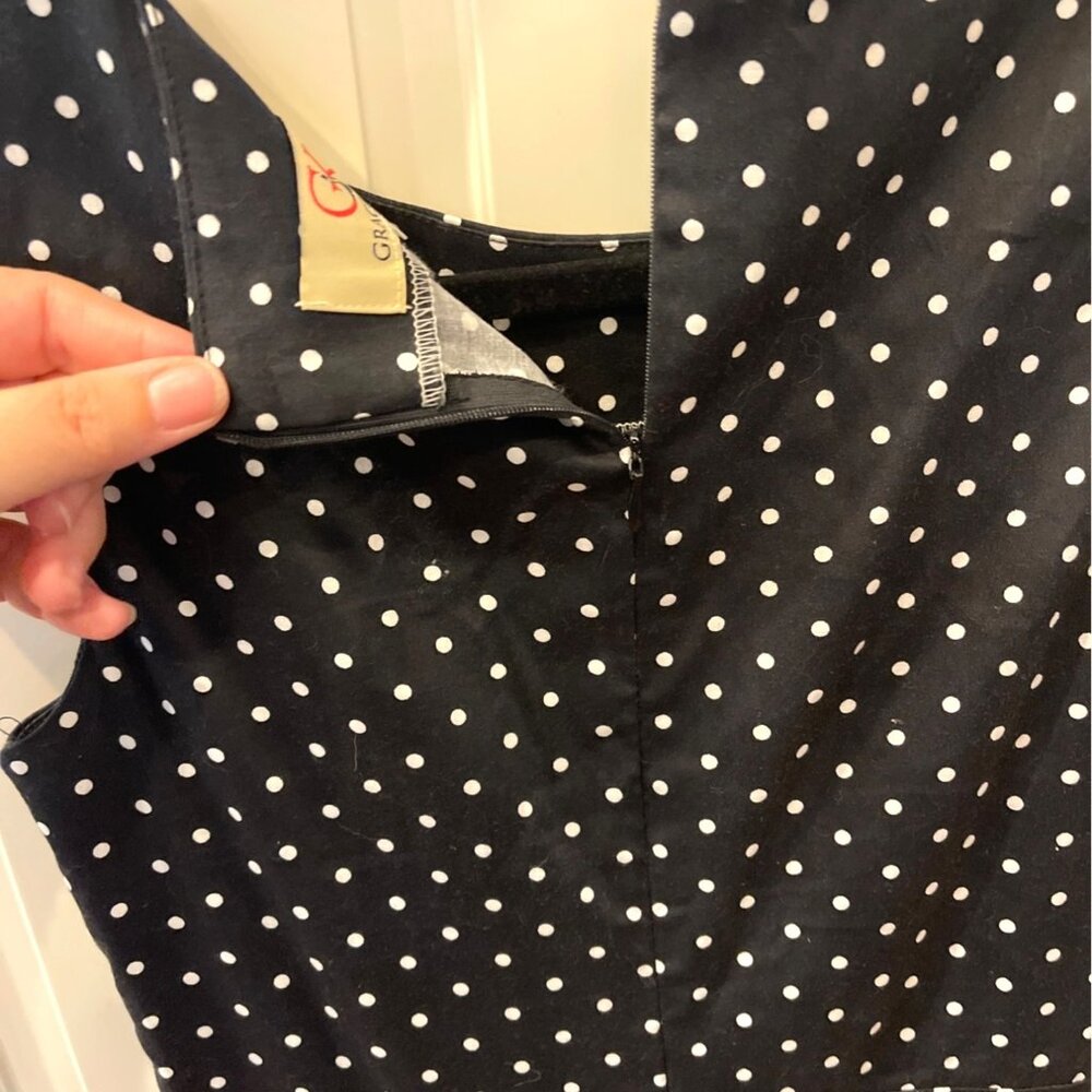 Grace Karin Polka Dot Dress Sleeveless Black White Fit and Flare Pin Up 60s Sz S - Picture 8 of 11